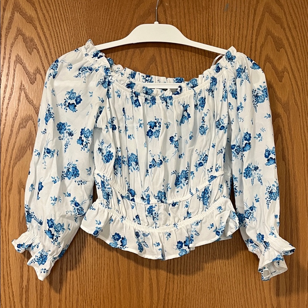 Zara off the shoulder floral top